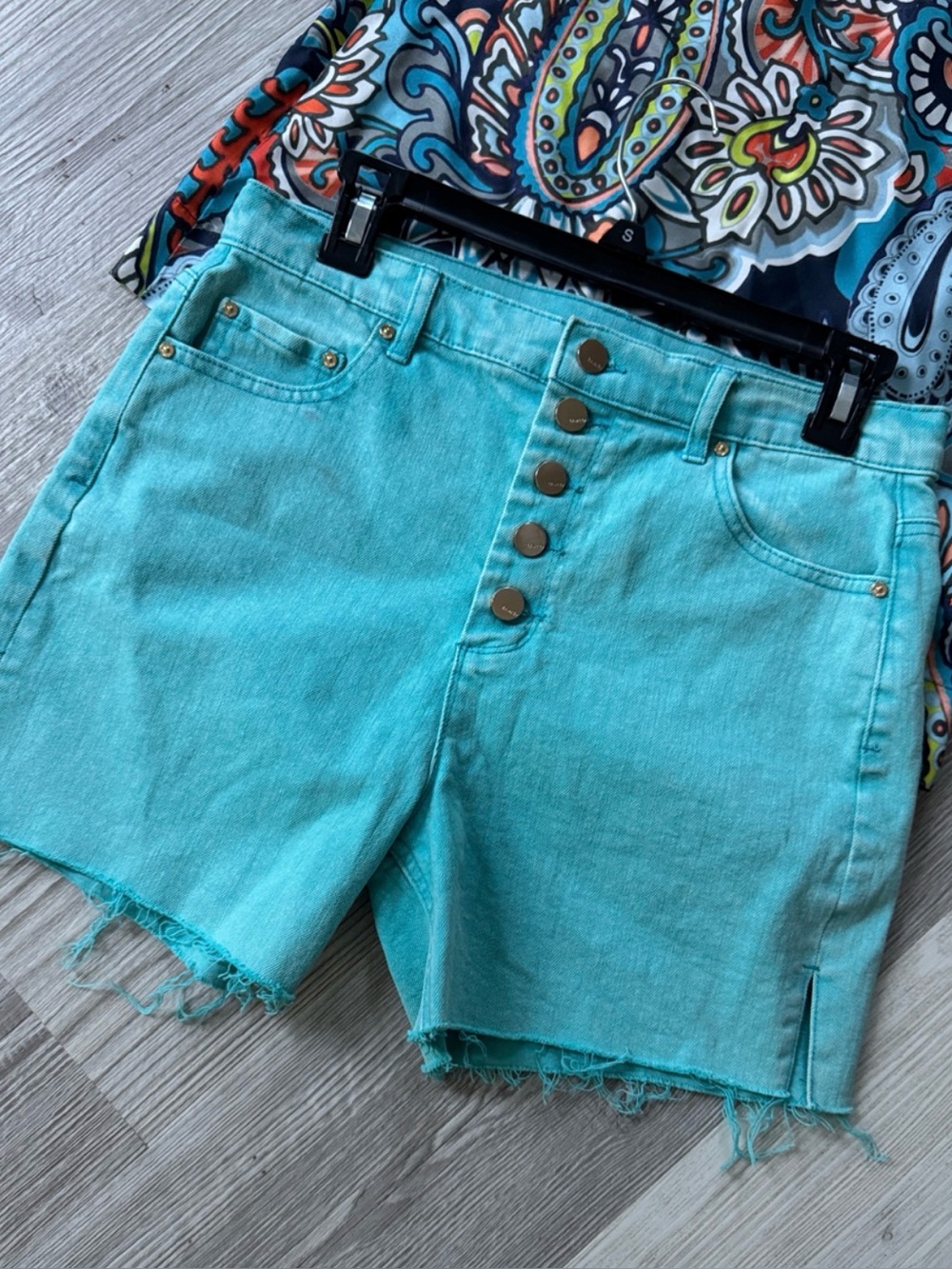 Button-Front Denim Shorts